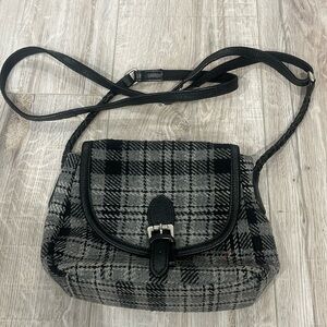 Roots Black and Gray Plaid Women's Bag